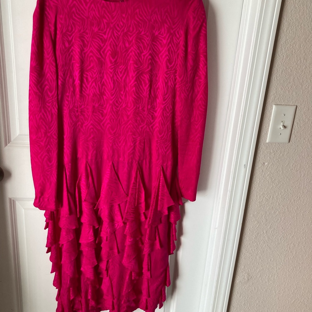 Magenta 100% Silk Dress, by Adrianna Papell, Size 14